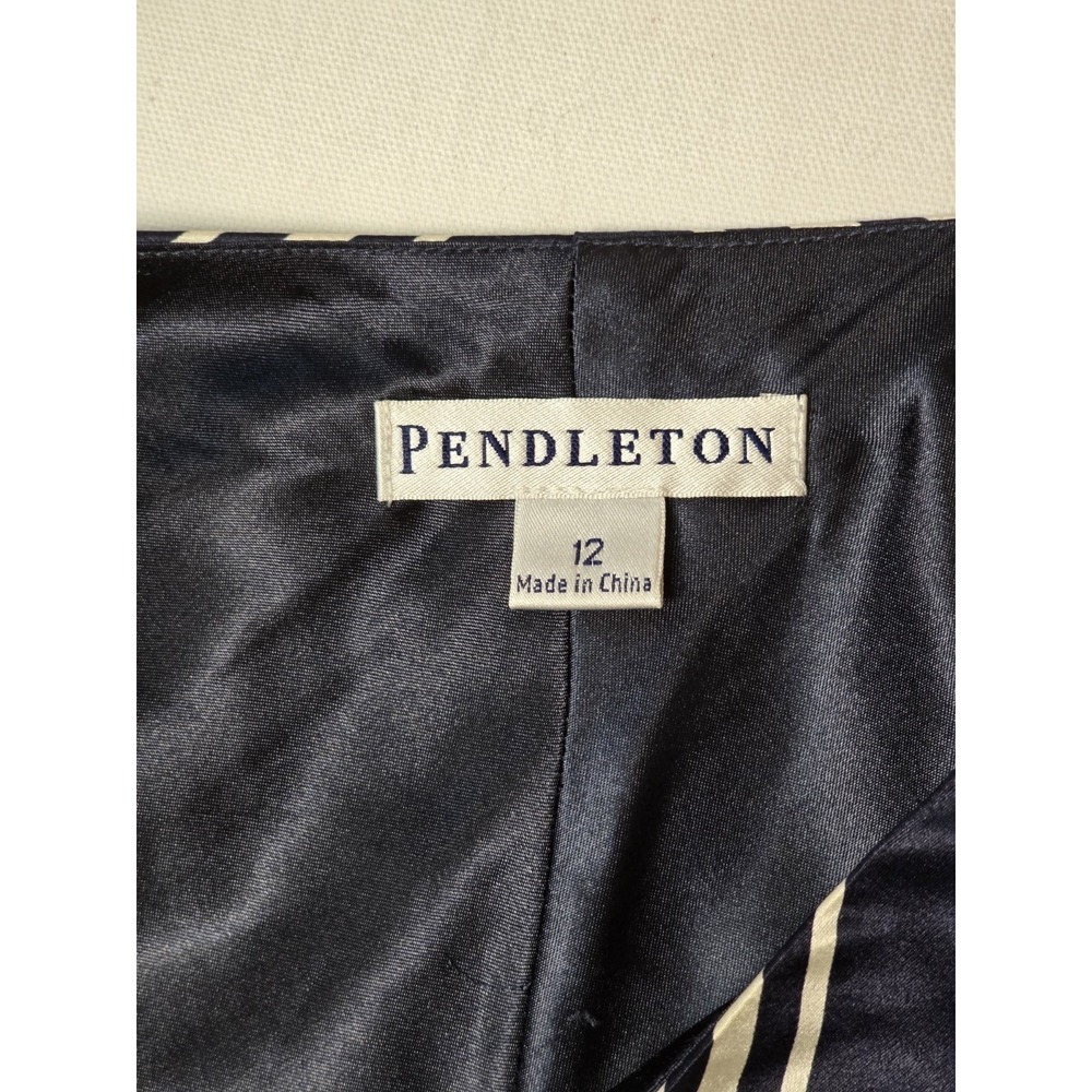 Pendleton Womens Size 12 100% Silk A-Line Skirt Navy Cream Stripes‎ Nautical - Picture 5 of 7